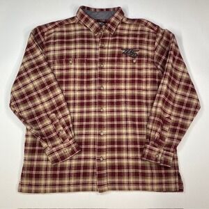 Harley Davidson Mens Flannel Shirt Long Sleeve Plaid Embroidered Logo Size XL‎